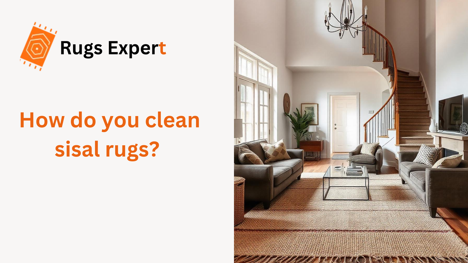 image containing text how do you clean sisal rugs and a sisal rug in the living room