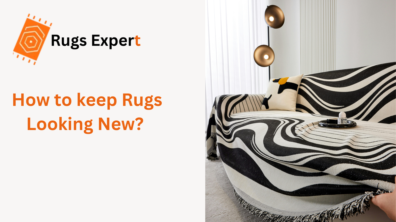 text "how to keep rugs looking new" and rug on the sofa