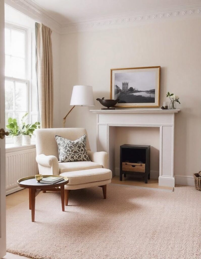 a rich living room with a wool carpet and chair