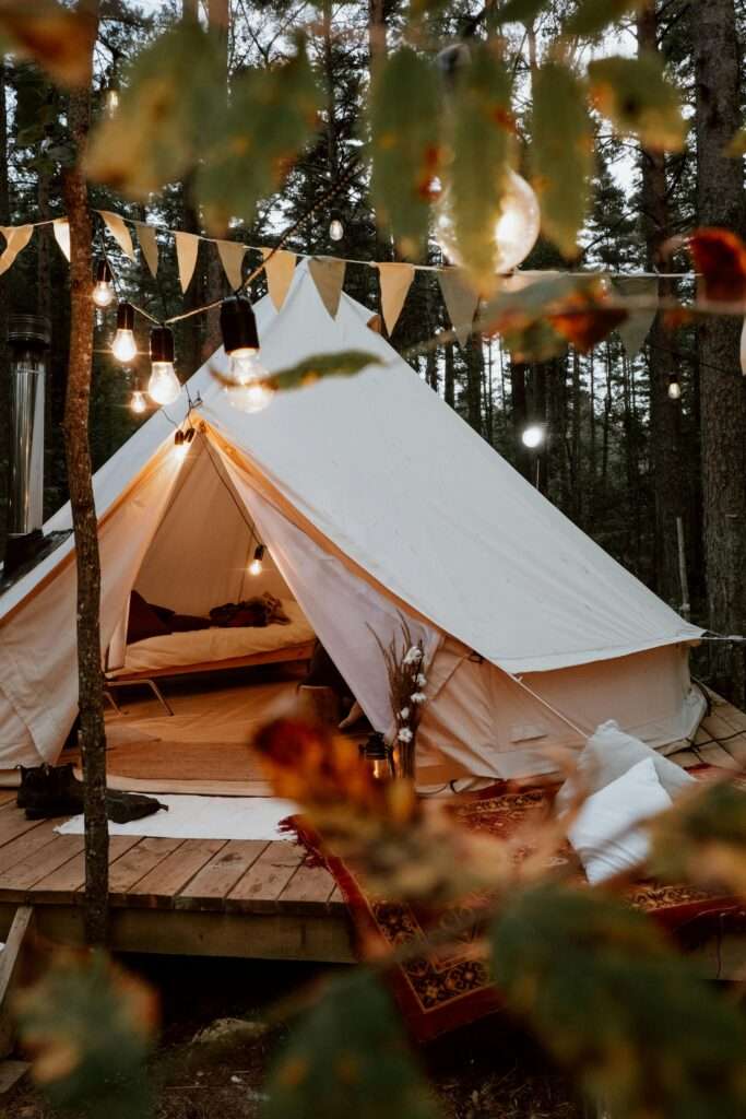 a beautiful camp in the forest